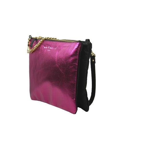 Bolso fucisa metalizado y negro en piel de Stella Rittwagen 